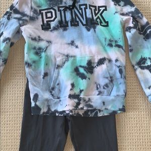 Pink shirt a leggings set (size adult small)